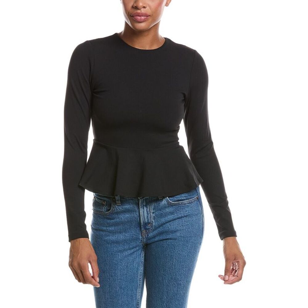 Susana Monaco Womens  Crew Flare Top, Black